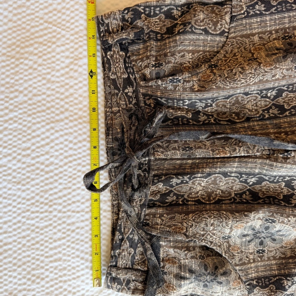 NWT $198 Free People Sz 6 Dahlia Brown Tapestry Wide Leg Linen Blend Pants Boho - Picture 8 of 9